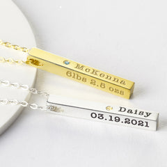 New Mom Necklace, Baby Stats Necklace With Birthstone, New Mom Gift