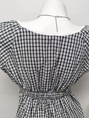Plaid Short Sleeve Blouse