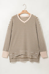 Plus Size Stripe Textured Dolman Sleeve Top