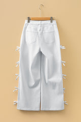 Denim Bow Side Straight Leg Jeans