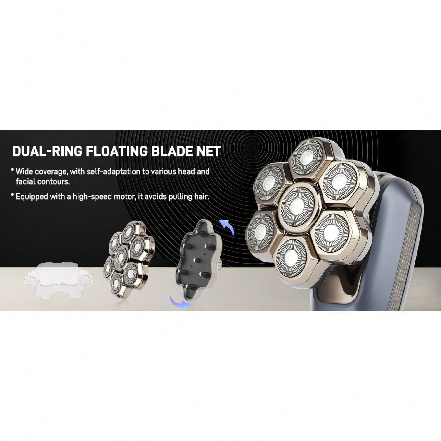 Head Shaver for Bald Men, 7D Electric Rotary Razor 5-in-1 Grooming Kit
