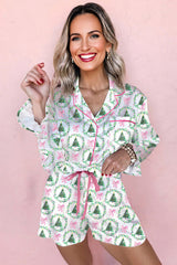 Christmas Velvet Trim Top and Shorts Pajama Set