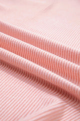 Plus Size Solid Ribbed Reverse Seam Chest Pocket Top