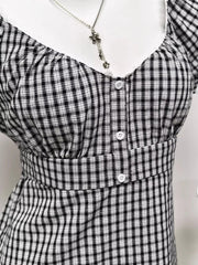 Plaid Short Sleeve Blouse