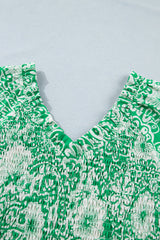Floral Flirty Smocked V-Neck Blouse