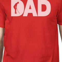 Dad Golf Mens Red Cotton Graphic Tee Unique Design