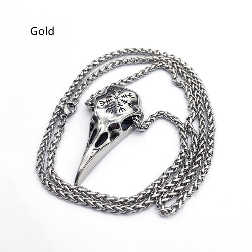 Mens Fashionable Vintage Viking Symbol Skull Eagle Beak Pendant