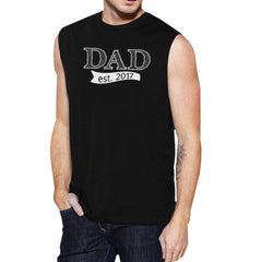 Dad Est 2017 Mens Black Graphic Muscle Top Unique
