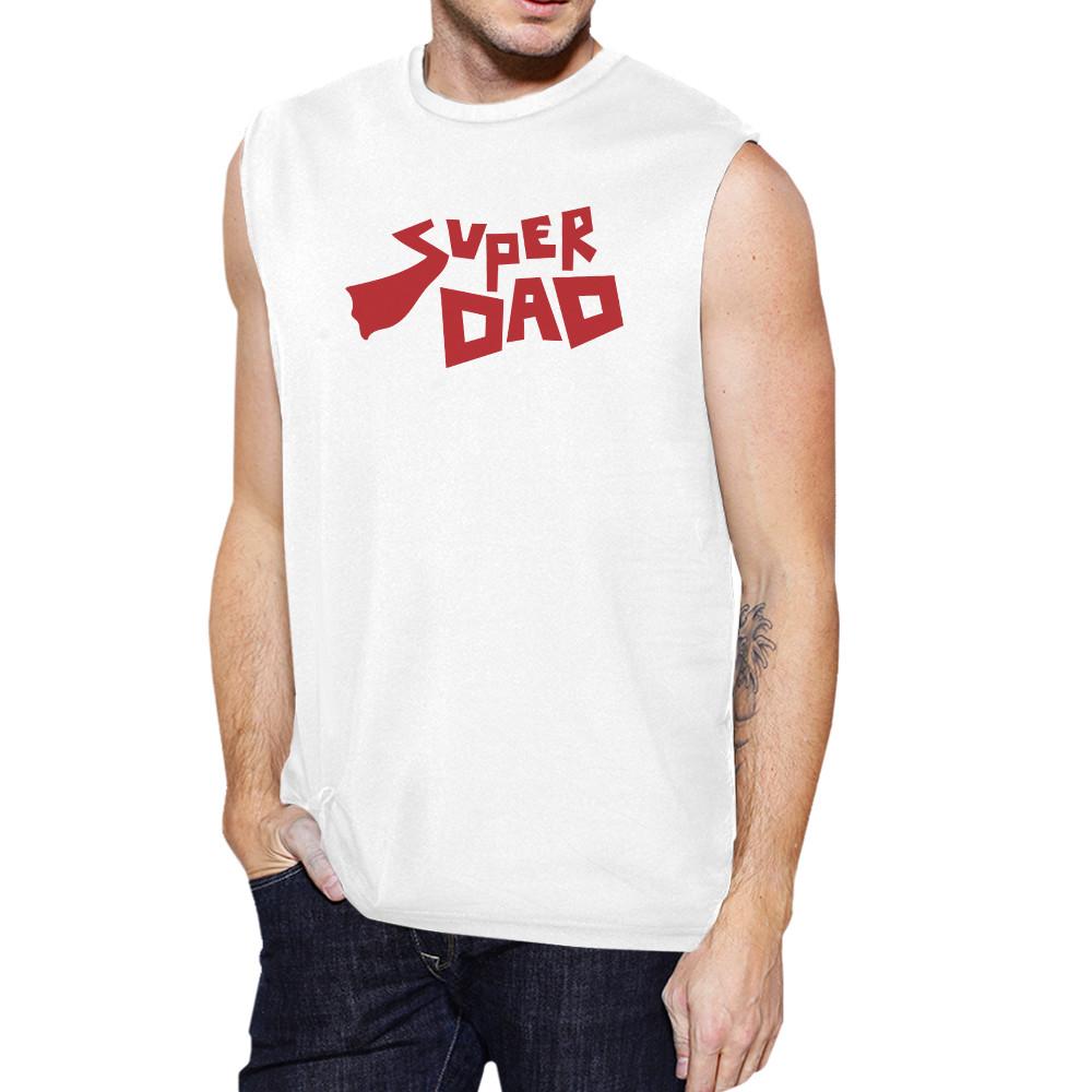 Super Dad Men's White Cotton Muscle Tank Perfect