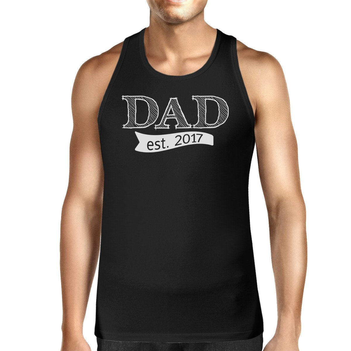 Dad Est 2017 Mens Black Unique Graphic Tank Top