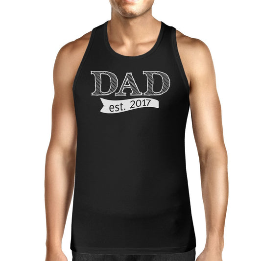 Dad Est 2017 Mens Black Unique Graphic Tank Top