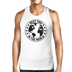 World Best Dad Mens White Cotton Tank Top Fathers