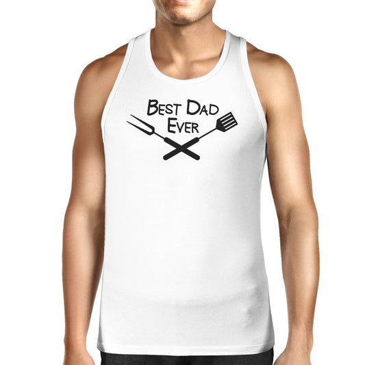Best Bbq Dad Mens White Cotton Tank Top Barbeque