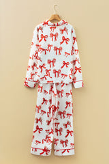 Christmas Bow Top and Pants Pajama Set
