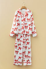 Christmas Bow Top and Pants Pajama Set