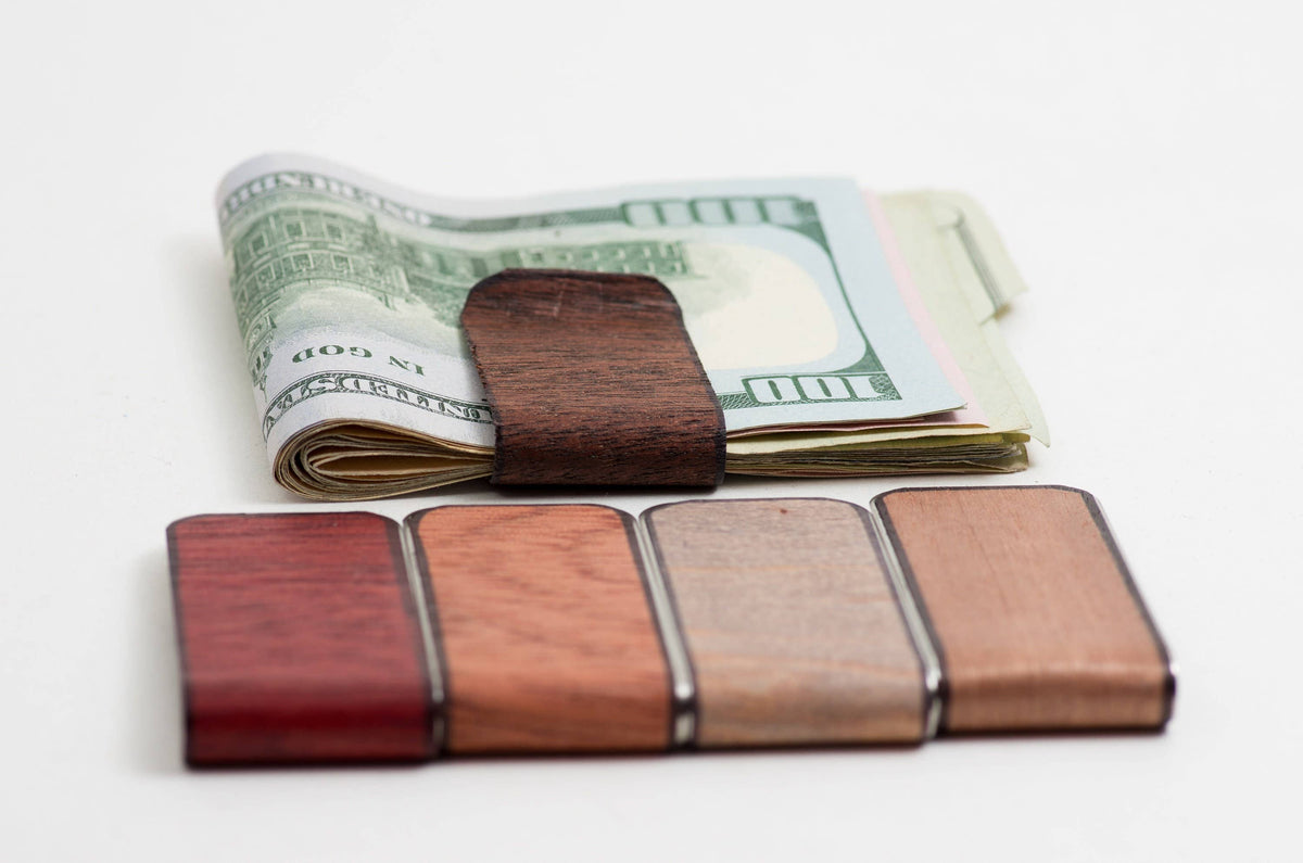 Wood Wallet : Wood Money Clip, Customized, Minimal Gift
