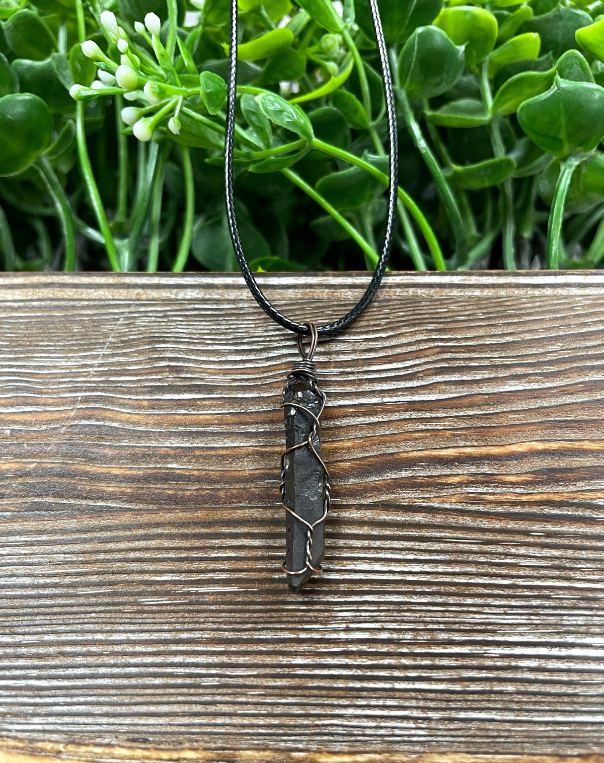 Wire Wrapped Smoky Quartz Crystal Gemstone Pendant