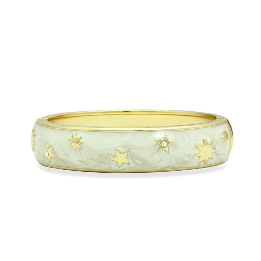 LO2146 - Flash Gold White Metal Bangle with Top Grade Crystal  in
