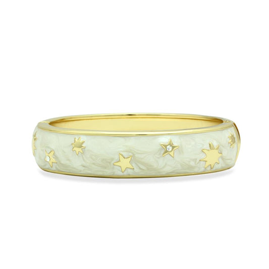 LO2146 - Flash Gold White Metal Bangle with Top Grade Crystal  in