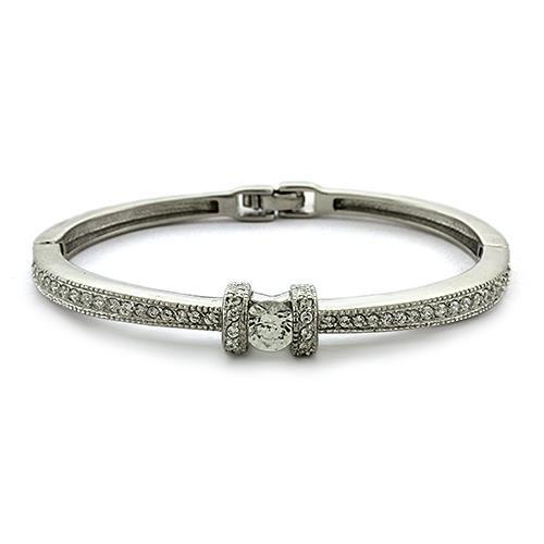 LOAS1329 - Rhodium 925 Sterling Silver Bangle with AAA Grade CZ  in