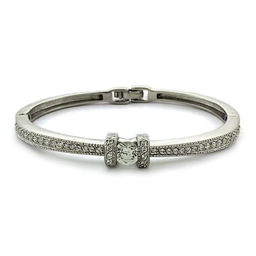 LOAS1329 - Rhodium 925 Sterling Silver Bangle with AAA Grade CZ  in