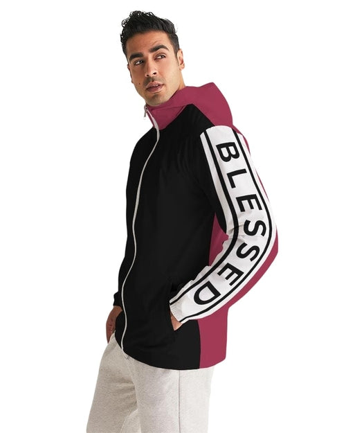 Mens Lightweight Windbreaker Jacket with Hood and Zipper Closure -