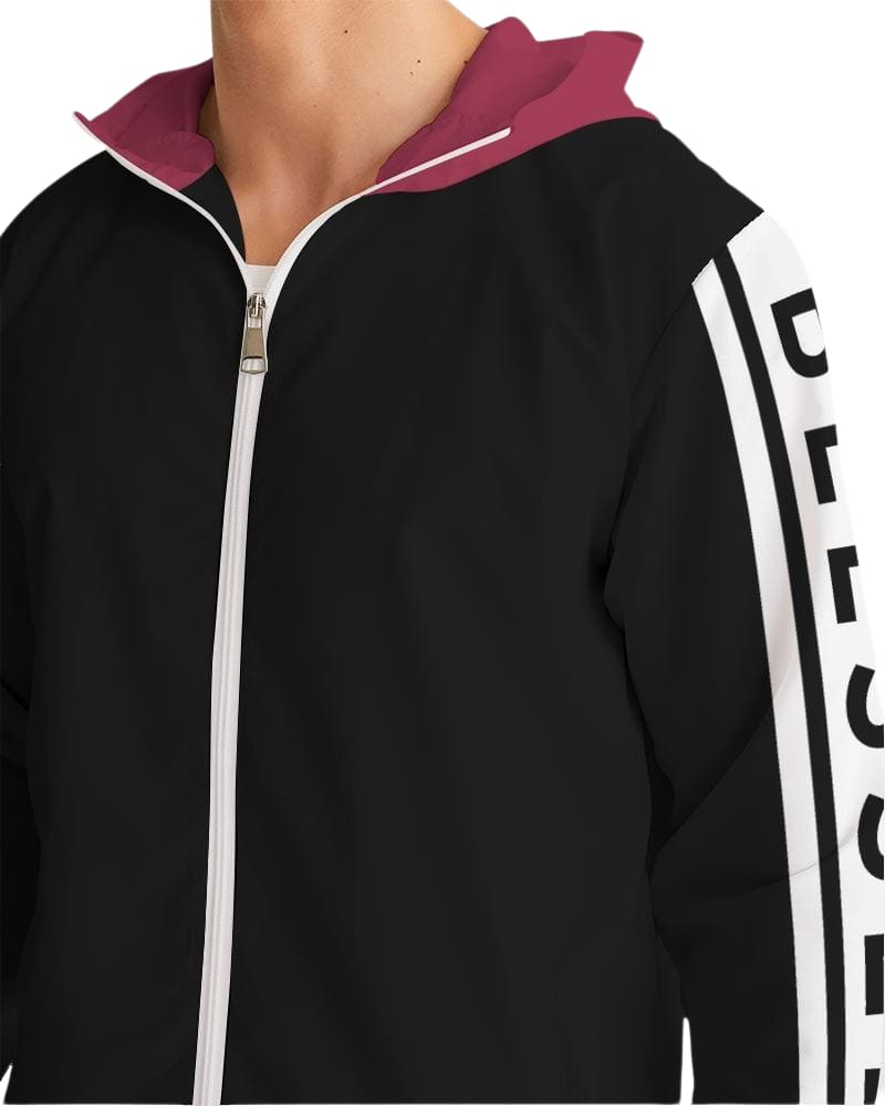 Mens Lightweight Windbreaker Jacket with Hood and Zipper Closure -