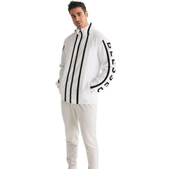 Mens Hooded Windbreaker - Blessed Sleeve Stripe White Water Resistant