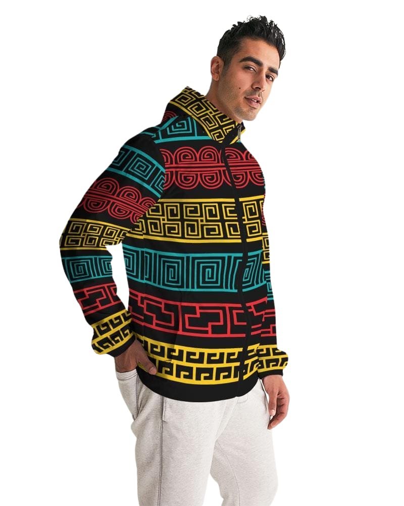 Mens Hooded Windbreaker - Multicolor Water Resistant Jacket - Je7y0x