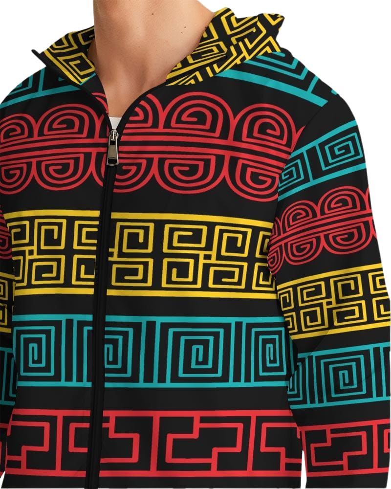 Mens Hooded Windbreaker - Multicolor Water Resistant Jacket - Je7y0x