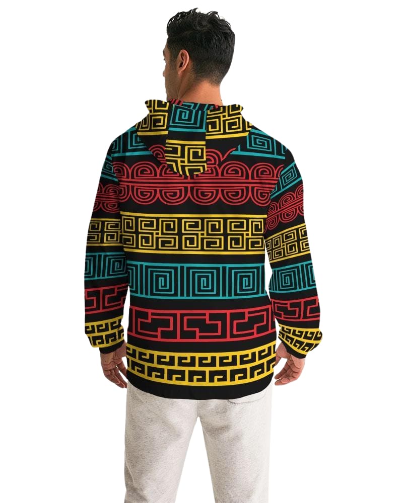 Mens Hooded Windbreaker - Multicolor Water Resistant Jacket - Je7y0x