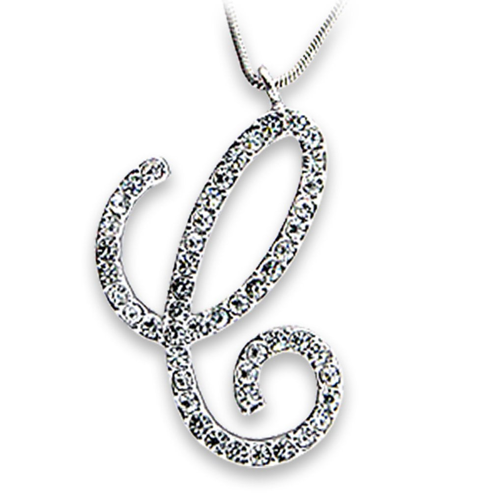 OT116 Rhodium Brass Pendant with Top Grade Crystal