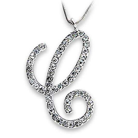 OT116 Rhodium Brass Pendant with Top Grade Crystal