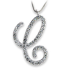 OT116 Rhodium Brass Pendant with Top Grade Crystal