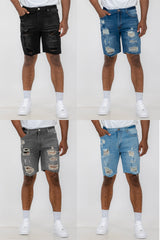 Washed Distressed Denim Shorts DSP1