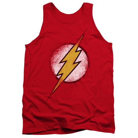 Trevco Jla-Destroyed Flash Logo Adult Tank Top- Red - XL