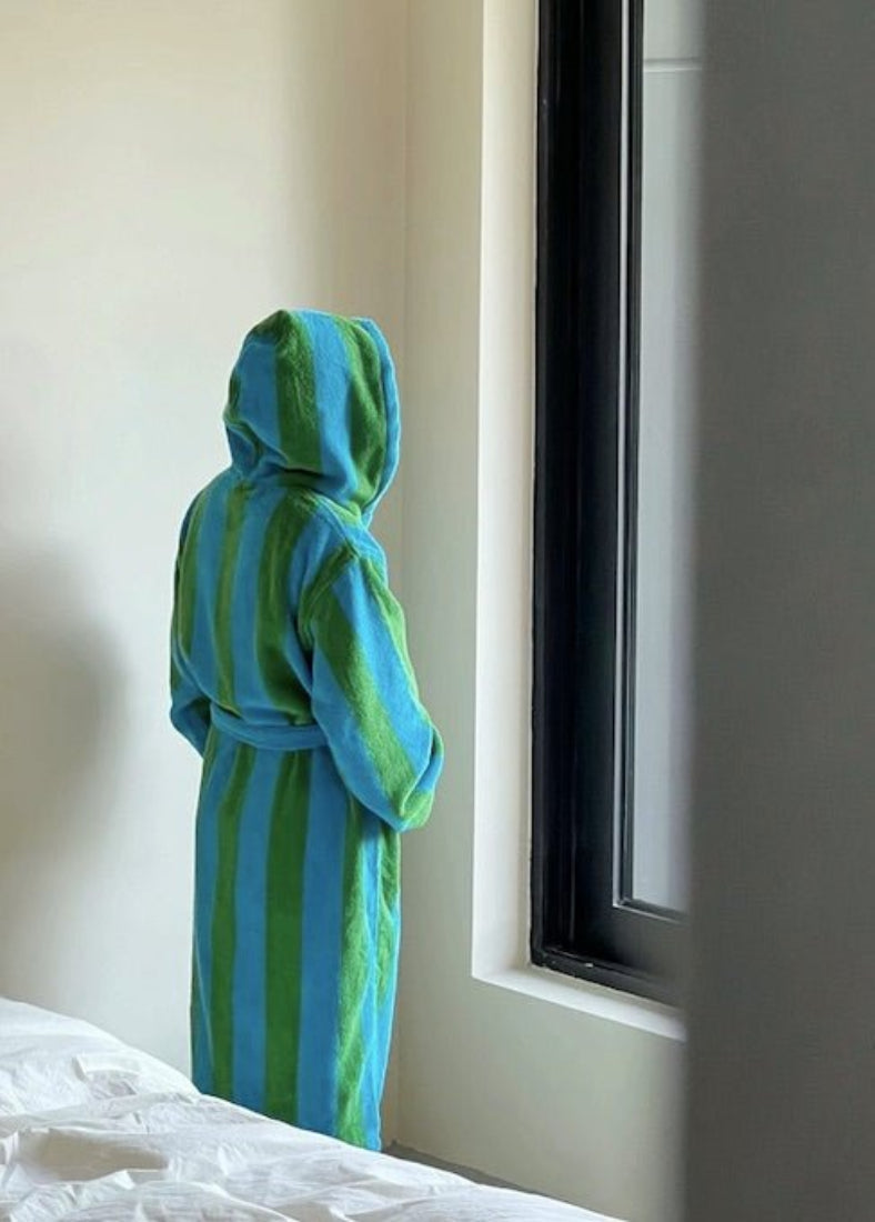 Ultra Soft Retro Whimsical Stripe Bath Robe - 100% Organic