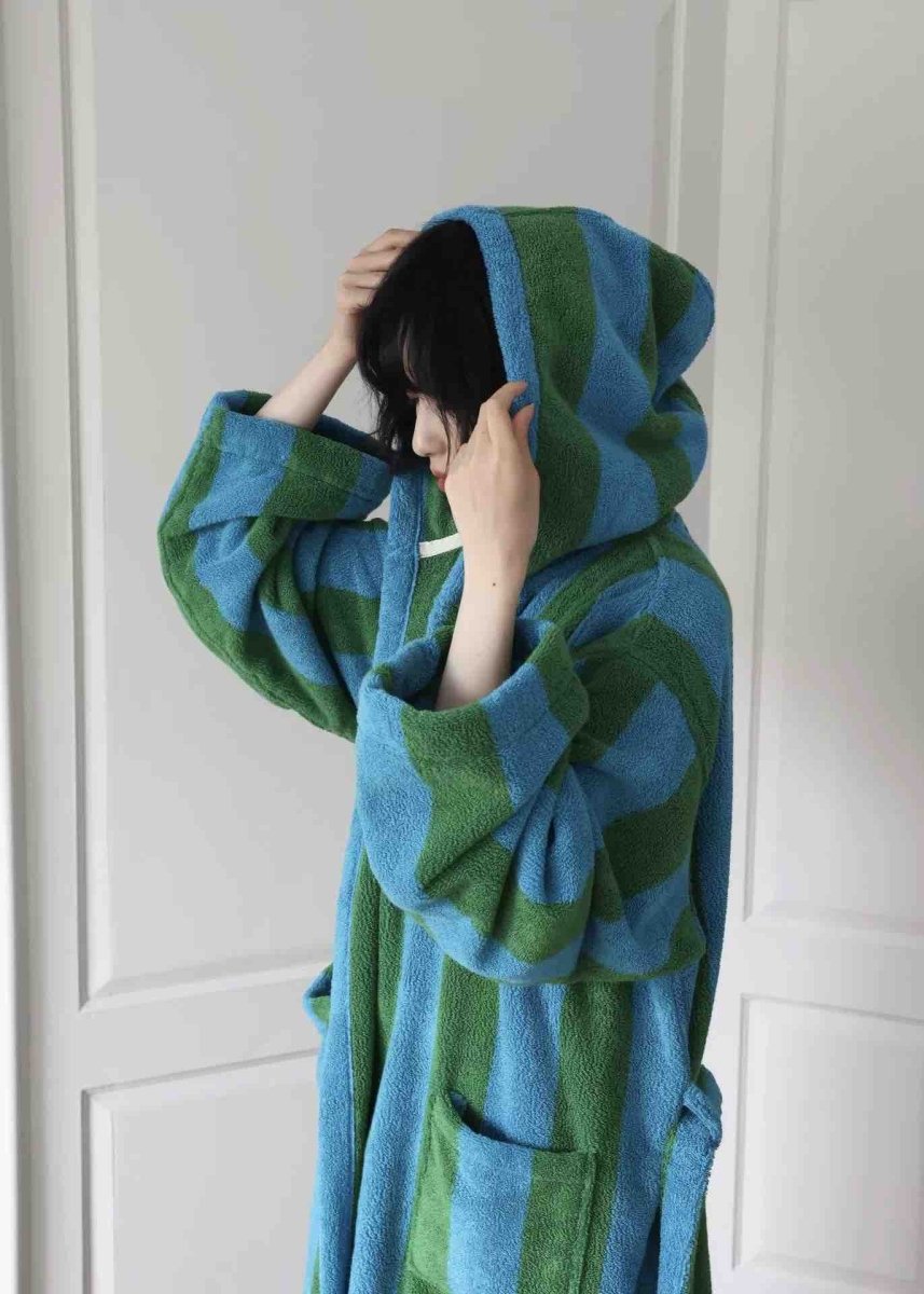 Ultra Soft Retro Whimsical Stripe Bath Robe - 100% Organic
