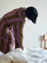 Ultra Soft Retro Whimsical Stripe Bath Robe - 100% Organic