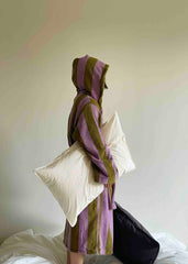 Ultra Soft Retro Whimsical Stripe Bath Robe - 100% Organic