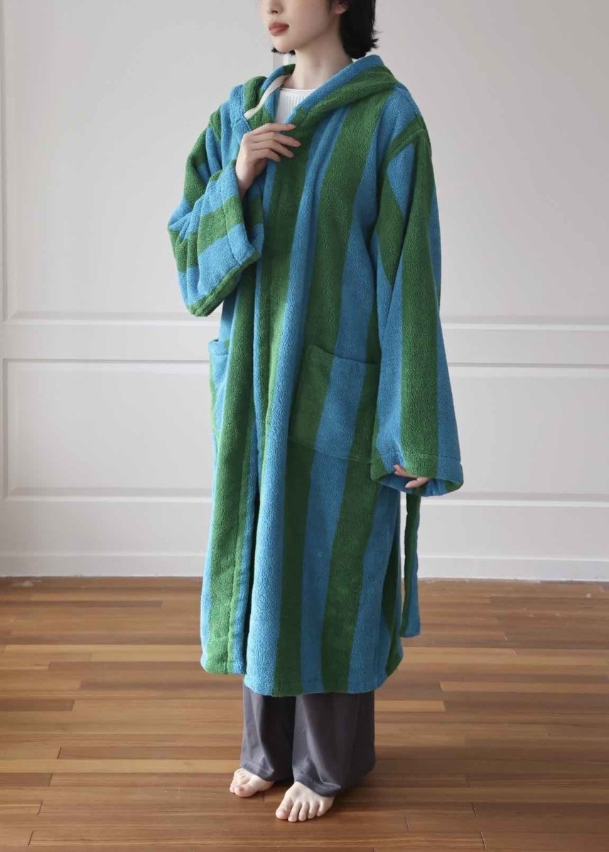 Ultra Soft Retro Whimsical Stripe Bath Robe - 100% Organic