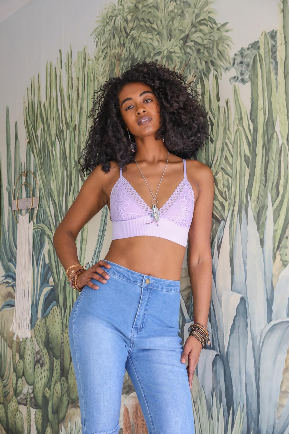 Waistband Loop Lace Brami – Feminine Stretchy Cami Top