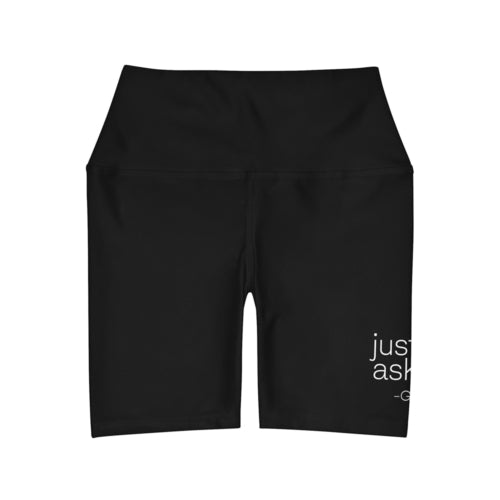 Womens High Waisted Black Yoga Shorts - just Ask God