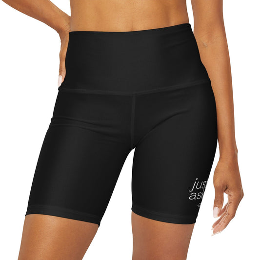 Womens High Waisted Black Yoga Shorts - just Ask God