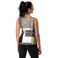 Womens Stretch Fit Tank Top - Abstract Brown Geometric Shapes